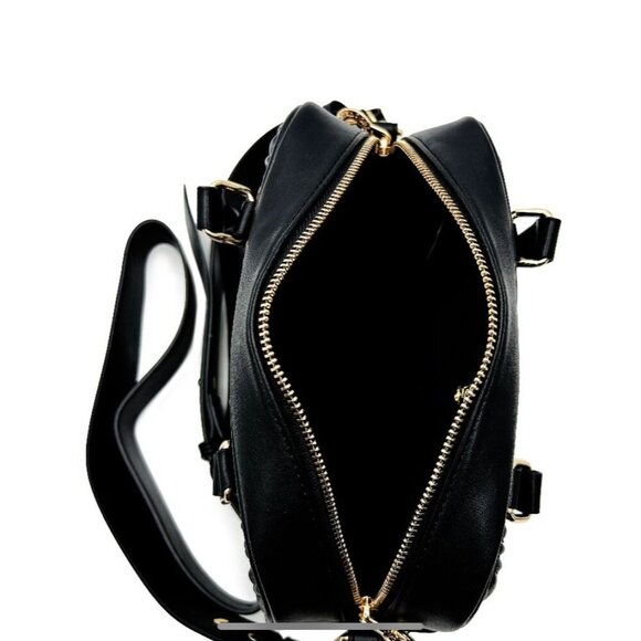 VALENTINO ORLANDI BLACK LEATHER QUILTED CROSSBODY BAG WITH GOLD-TONE ACCENTS - Picture 3 of 4